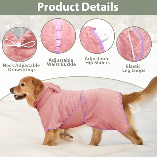 Dog Bathrobe Super Absorbent Towel Robe (Pink / X-Large)