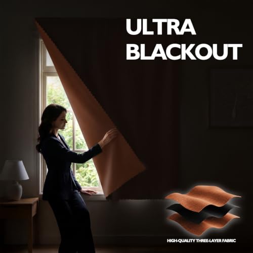 Self Adhesive Blackout Curtains (Orange / 47"W x 59"L (Pack of 1))