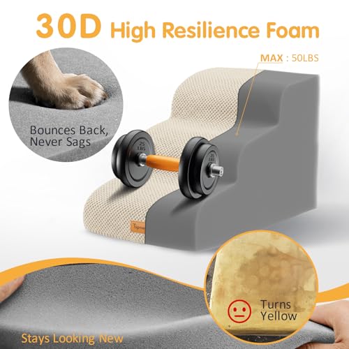 3 Tiers Foam Dog Ramps (Beige / 23.6*15.7*15.7)