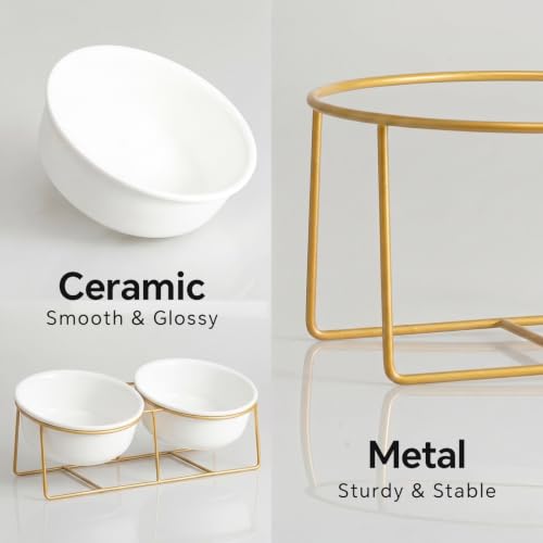 Elevated Dog Bowls for Small Dogs (Small / White×2)
