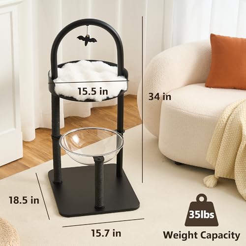 34" Modern Cat Tree Furniture for Indoor Small & Medium Cats (Classic Black-34")