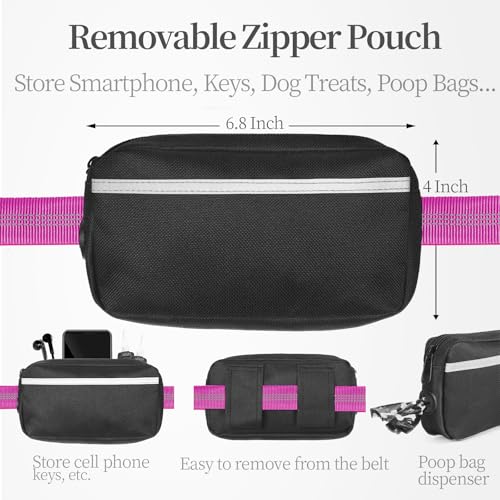 Hands Free Dog Leash with Zipper Pouch (Very Berry / Large)