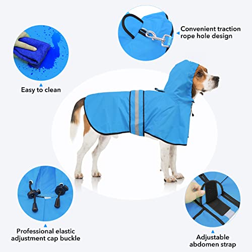 Waterproof Hooded Dog Raincoat (Blue / Large)