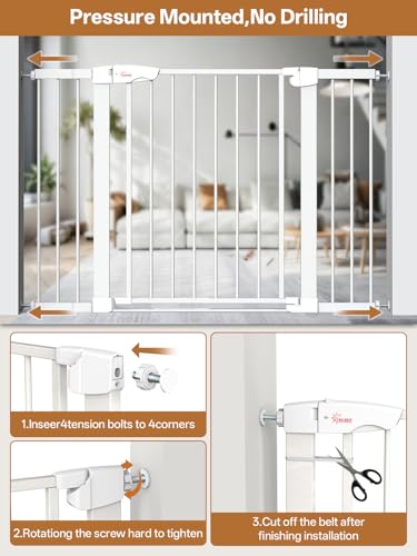 Baby Gate for Indoor Stairs & Doorways (White / 27.9-46.8")