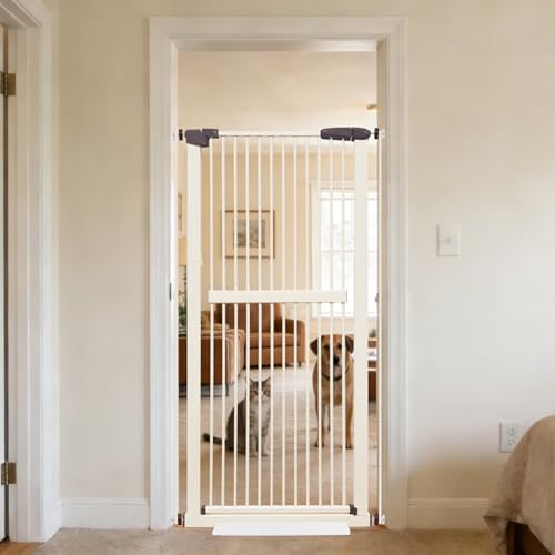 61.02" Extra Tall Pet Gate for Cat Dog 30.12" (61.02" H-cream / 30.12"-34.05" W)