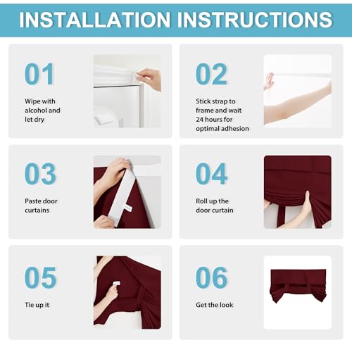 Front Door Window Covering Tie Up Small Sidelight Curtain Blackout (Burgundy Red / 12"W x 40"L (Pack of 1))