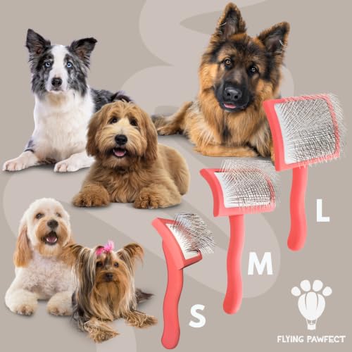 Premium Slicker Brush for Dogs (Coral / Curved Large)