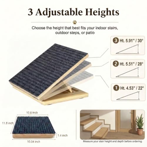 2 Pack Adjustable Dog Ramp for Stairs for Small Dogs