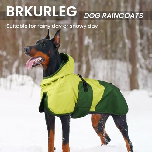 Dog Raincoat Waterproof Rain Jacket with Hood (M(Back Length14.1") / Green)