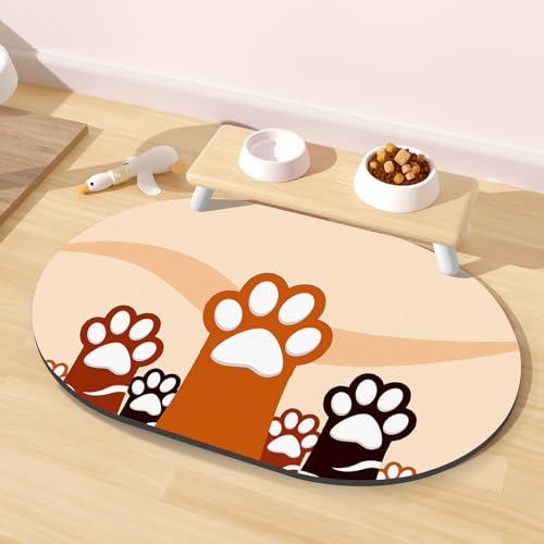 Cat Food Mat 24''x16'' (24''x16'' / Beige Paw)
