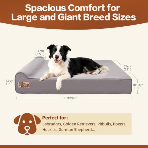 Orthopedic Dog Beds for Large Dogs (X-large / Grey)