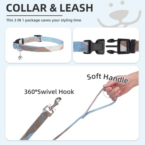 Dog Harness Collar and Leash Set No Pull for Small Medium Sized (Light Blue / S (CHEST 14.5"-16"))