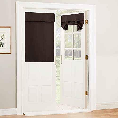 Blackout Door Window Curtains for Kitchen Back (Brown / 30"W x 40"L (Pack of 1))