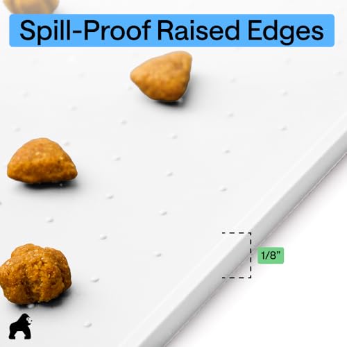 Dog Food Mat 100% Waterproof Silicone (White / 16"l X 10"w)