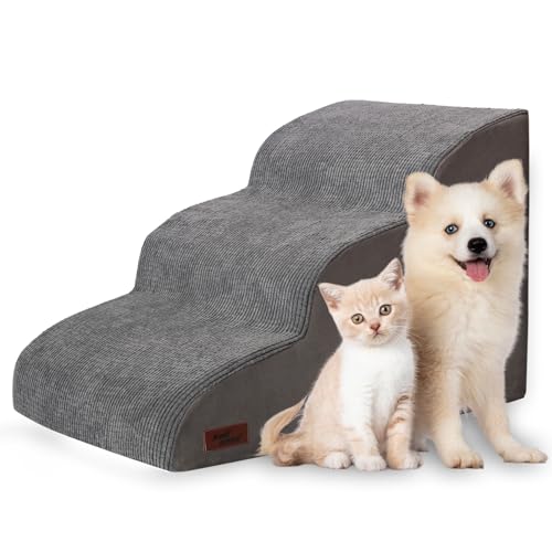 Dog Stairs for Small Dogs and Cats (Grey / Standard 3-Step 15.7"H)