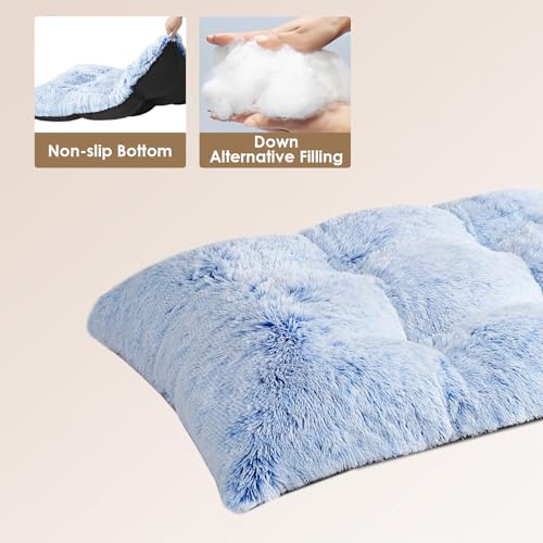 Fluffy Dog Crate Bed (Blue / 47 x 35)
