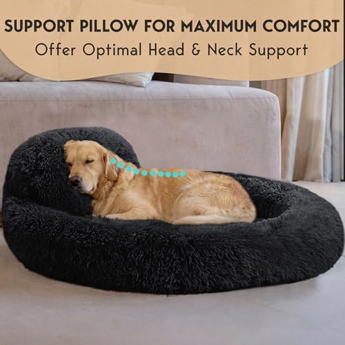 XL Dog Beds for Large Sized Dog (Black / X-Large - 45"L x 45"W x 8"Th)