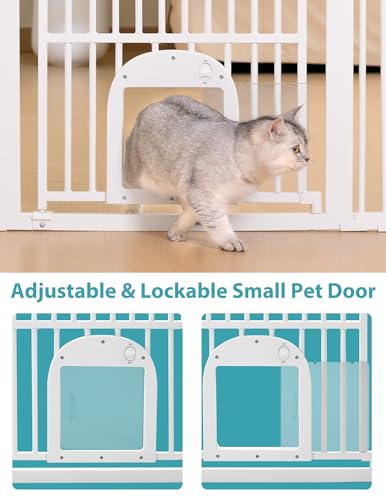 55" Extra Tall Pet Gate with Cat Door (White - P / 55" Tall, 29-43" Wide)