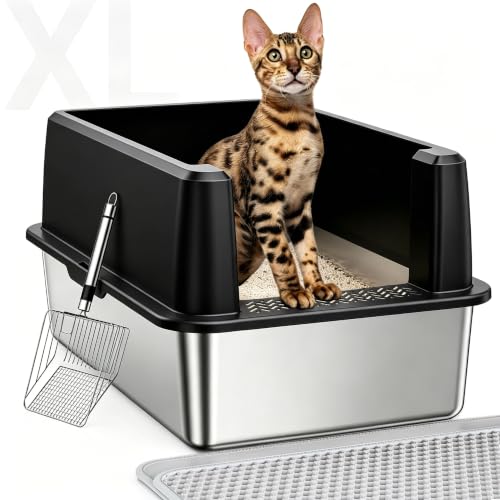XL Stainless Steel Litter Box (23 - Black (Pack of 1))