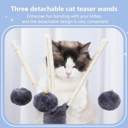 Cat Tree Tower with Removable Toys (41.3 Inches / Smoky Gray)
