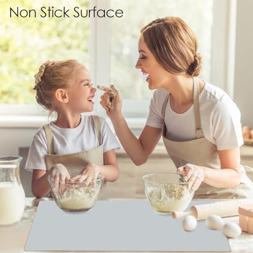 Extra Large Flexible Silicone Table Mats for Kids (05-gray / 27.6"L x 15.7"W)