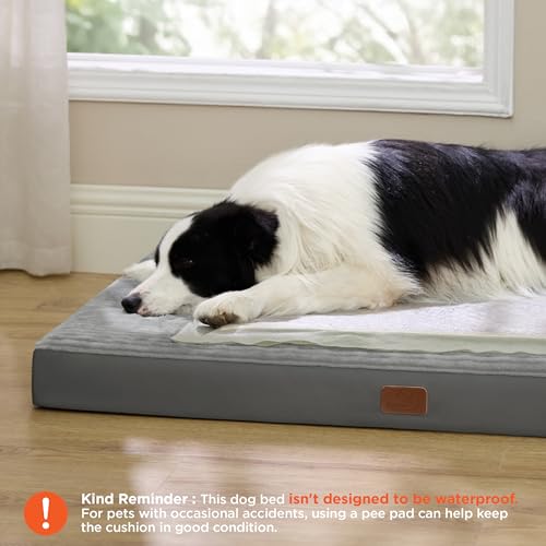 ComfyFleece XL Dog Bed for Crate with Washable Cover (41x27x3.3 / Charcoal Grey)