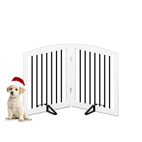 Freestanding Pet Gate for Dogs (24" Height-2 Panel / White & Black)
