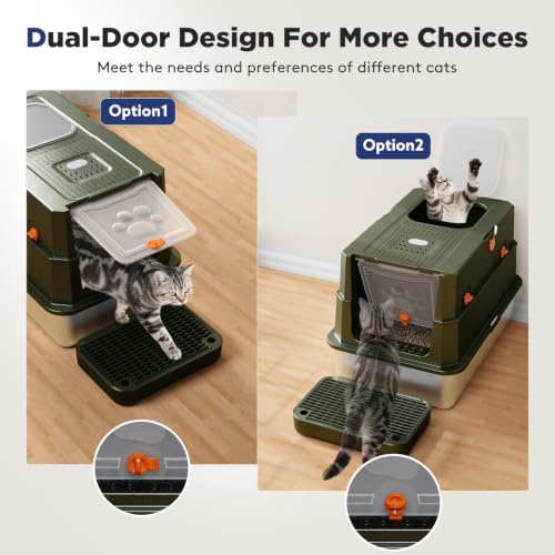 Stainless Steel Litter Box with Lid (X-large / Green)