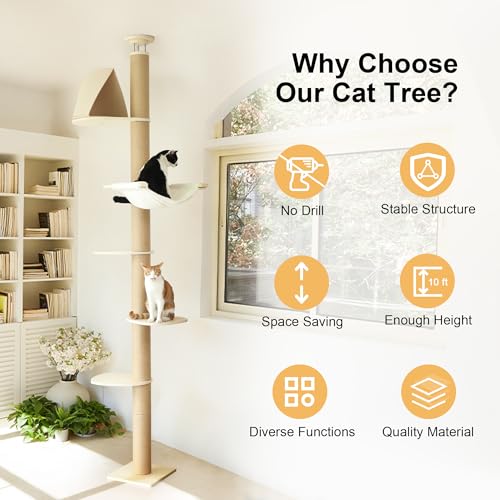 Floor to Ceiling Cat Tree (Beige)