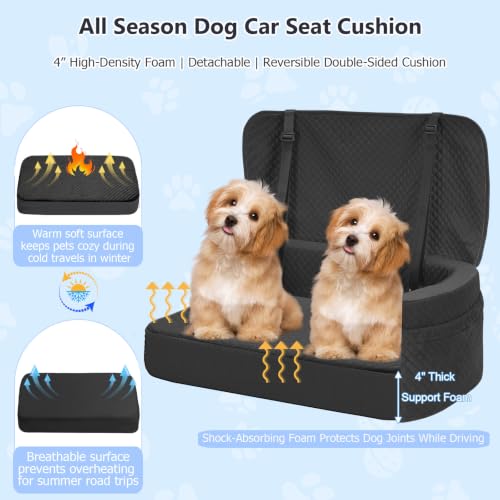 Large Dog Car Seat for Medium Sized Dogs Under 55lbs or 2 Smalls (Dark Black / Large)