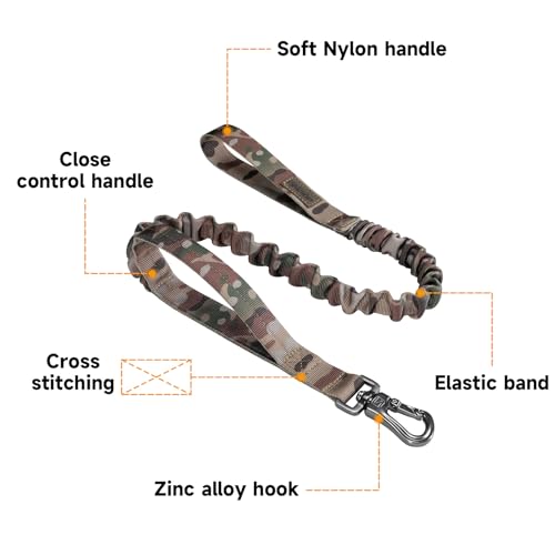 Military Nylon Bungee Dog Leash Elastic Leads (MCP)