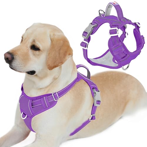 No Pull Dog Harness for Large Dogs (Large(Chest:24.5-32.5") / Purple-Oxford)