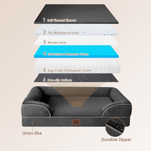 Orthopedic Extra Large Dog Bed (Dark Grey / 44.0"l X 32.0"w X 6.5"th)