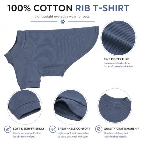 Ribbed Dog T Shirt Cotton Knitted Dog Sweaters for All Season Pet T (XL (for Medium Dog) / Grayish blue)