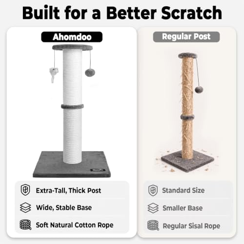 34 Inch Tall Cat Scratching Post for Large Cats (Gray)