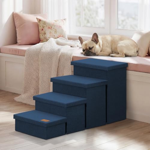 Dog Stairs with Storage (Navy Blue No Condo / 4)