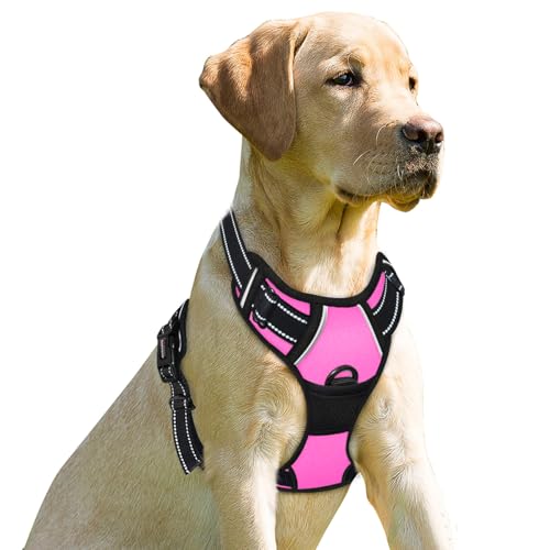 Dog Harness No Pull for Medium Sized Dog Front Back Clips (Medium(Chest:22.5-28") / Pink)