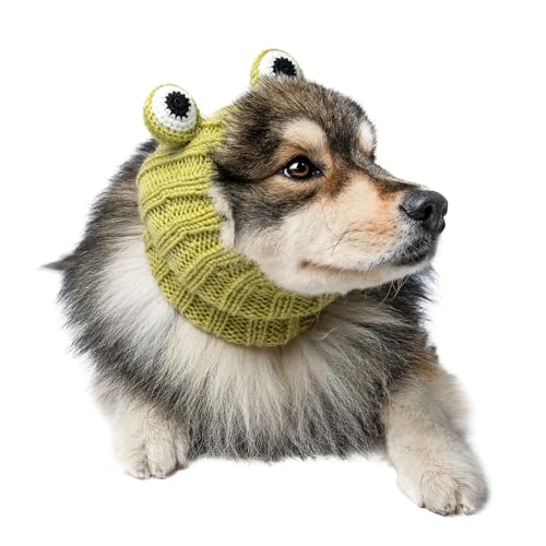 Frog Costume Knit Dog Snood Ear Wrap for Pets (Medium)
