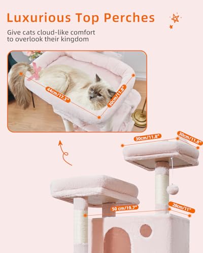 Cat Tree 71 in Extra Large Cat Tower for Inddor Cats (Jelly Pink / 71 Inches)