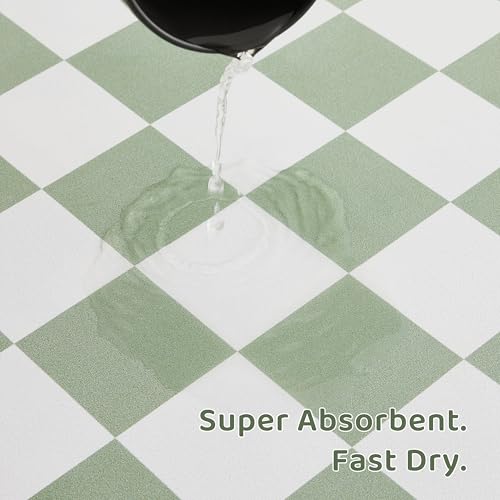 Checkered Dog Feeding Mat (24"L x 16"W / Sage)