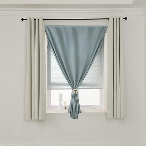 Self Adhesive Curtains 100% Blackout Shades Window Cover Sticky Curtain Portable Easy Open Black Out Curtains for Bedroom Living Room No Drilling (Silver Grey/ Thickened / 59"W x 63"L (Pack of 1))
