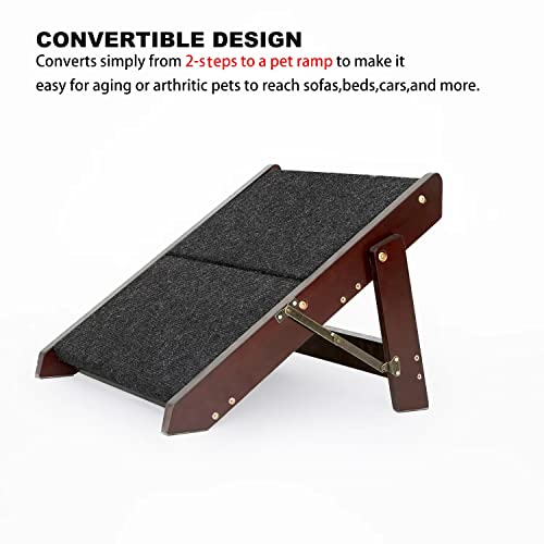 Wooden Pet Stairs (2 Steps – For Sofas (11–19 in) / 17.3" L x 17.24" W x 13" H)
