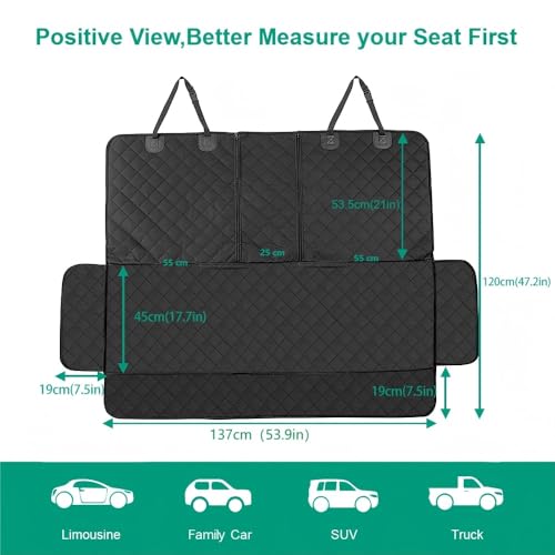 Dog Car Seat Cover for Back Seat Cover (Black / Universal Fit)
