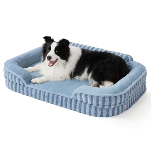 Cute Cozy High Back Orthopedic L Plus Dog Bed (38.0"l X 28.0"w X 7.0"th / Blue)