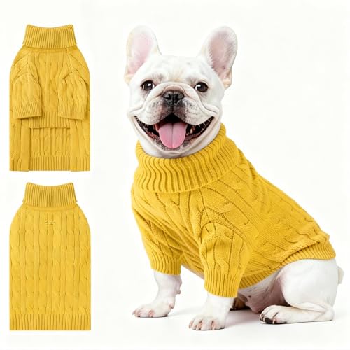 Small Dog Thermal Pullover Sweater (Yellow(Order One Size Up) / Large)
