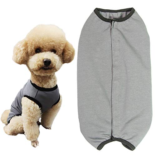 Dog’s Recovery Suit Post Surgery Shirt for Puppy (X-Small / grey)