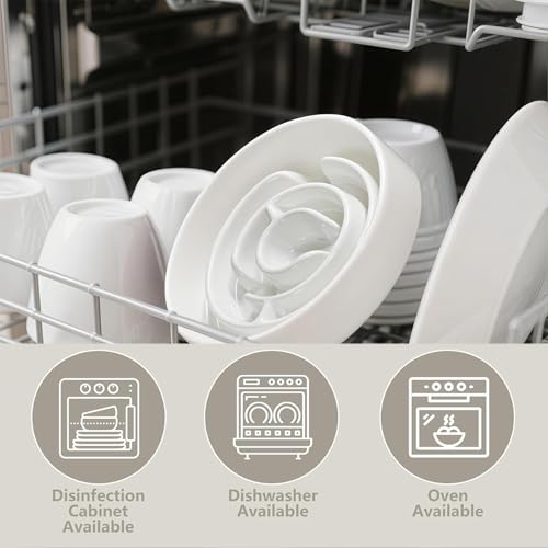 Ceramic Slow Feeder Dog Bowl (White)