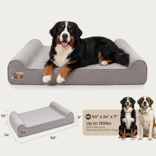 Orthopedic Dog Beds for Extra Large Dogs (XX-Large / Style C-Grey)