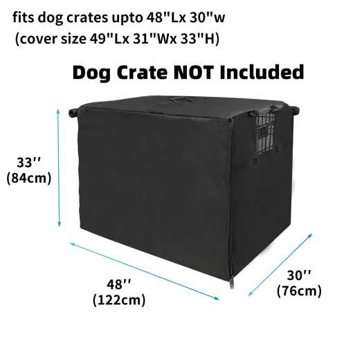 Dog Crate Cover 48 Inch Waterproof 600D Oxford with 1 (48.0"L x 30.0"W x 33.0"H / Black Cover(only Cover))