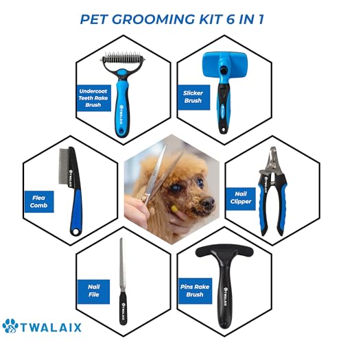 6 in 1 Pet Grooming Kit for Dogs & Cats (6 Count (Pack of 1))